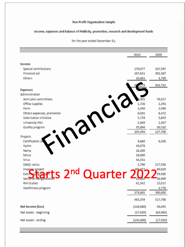 Financials for 2022